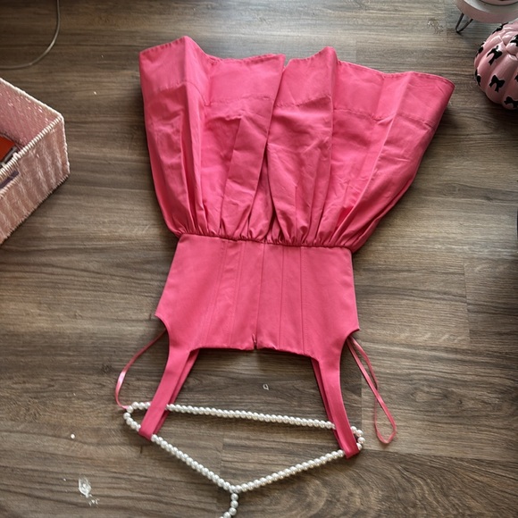 NWT Staud CORAL PINK LANDSCAPE MINI DRESS Size 6 - Picture 6 of 9